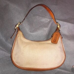 Coach Vintage Tan Canvas leather trim 9553